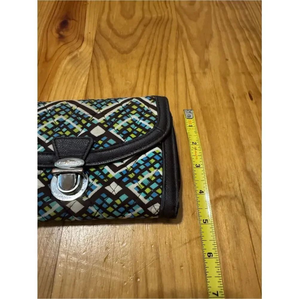 Vera Bradley Zip Around Wallet Wristlet Clutch Brown Blue Rain Forrest Print - Picture 4 of 11